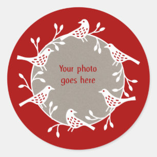 Bird Wreath Photo Classic Round Sticker