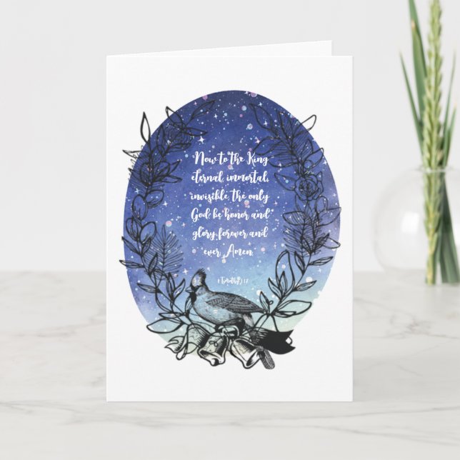 Bird, Wreathe, Watercolor Scripture Art Thank You Card (Front)