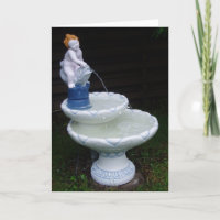 "Birdbath Fountain Flowing Water #1" Birthday Card