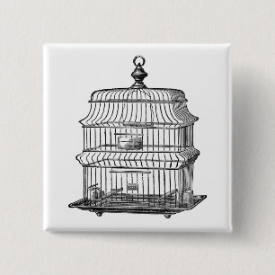 Birdcage 15 Cm Square Badge