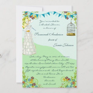Birdcage Bunting Garden Bridal Shower Invitations