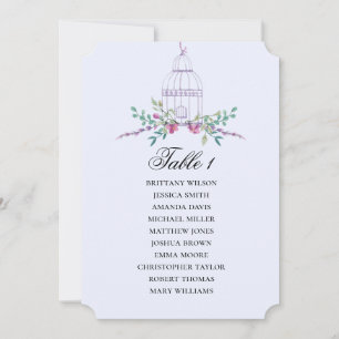 Birdcage floral seating chart. Blue wedding flower Invitation