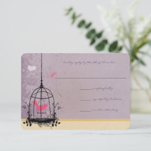 Birdcage Pink and Eggplant Wedding Invitations