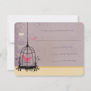 Birdcage Pink and Eggplant Wedding Invitations