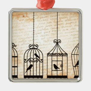 Birdcage Silhouettes Metal Tree Decoration