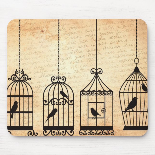 Birdcage Silhouettes Mouse Mat (Front)