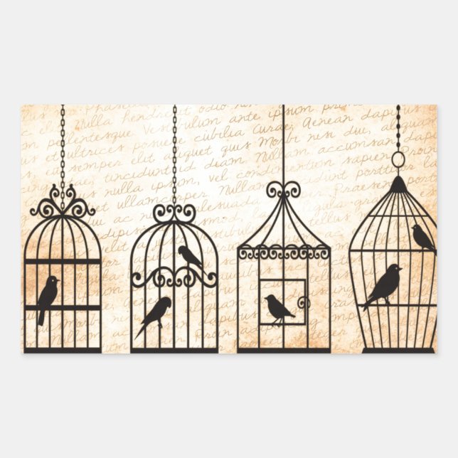Birdcage Silhouettes Rectangular Sticker (Front)