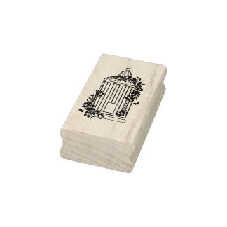 Birdcage with Ivy Foliage Rubber Stamp