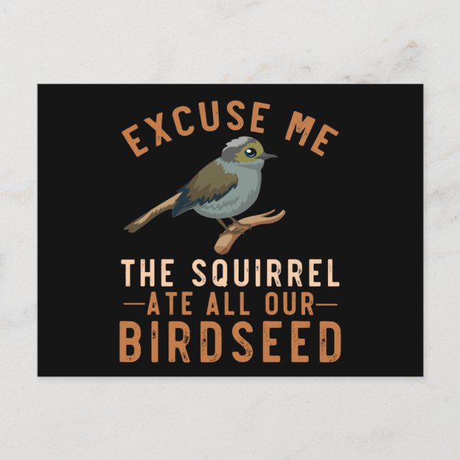 Birdfeeder Joke Garden Squirrel Problem Bird Seed Postcard (Front)