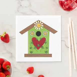 Birdhouse and Daisies Napkin