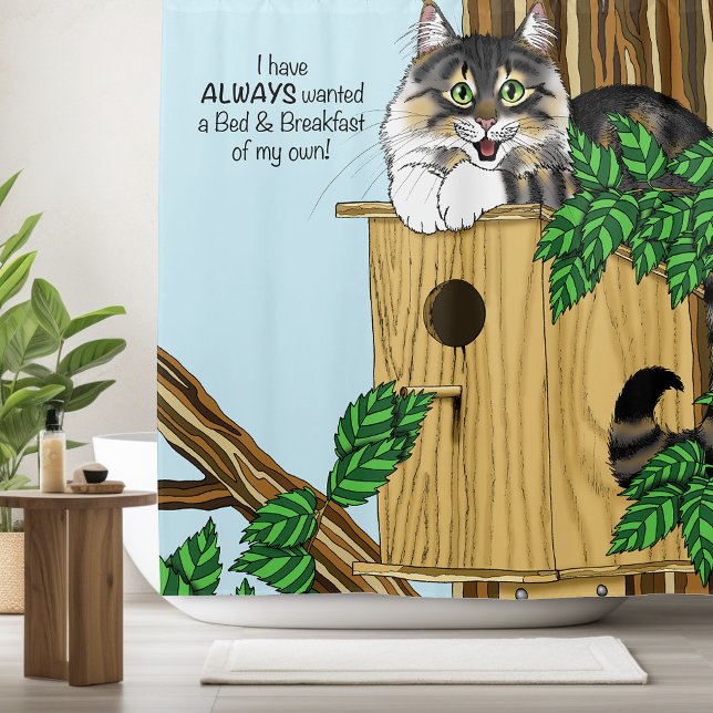 Birdhouse Bed Breakfast Cat Shower Curtain (Creator Uploaded)