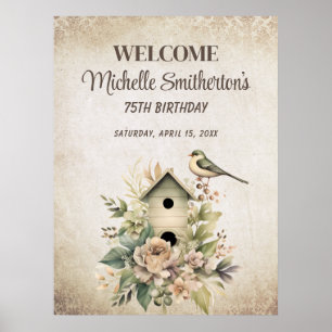 Birdhouse Botanical Nature 75th Birthday  Poster