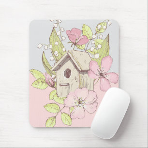 Birdhouse Floral Colorblock Mouse Mat