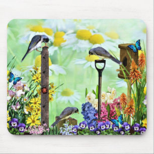 Birdhouse Flower Garden Mouse Mat