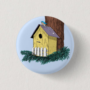 Birdhouse Illustration 3 Cm Round Badge