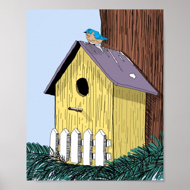 Birdhouse Illustration Poster (Front)