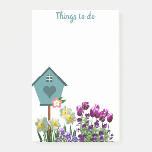 Birdhouse in Flower Garden Things to Do Post-it Notes