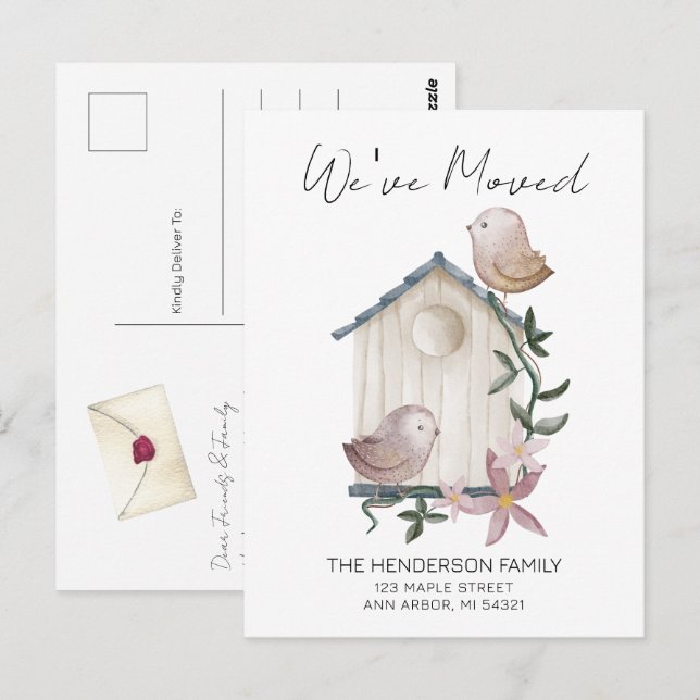 Birdhouse New Home Moving Announcement Postcard (Front/Back)