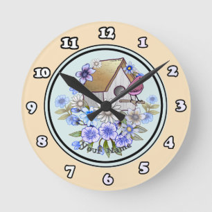 Birdhouse Red Bird clock