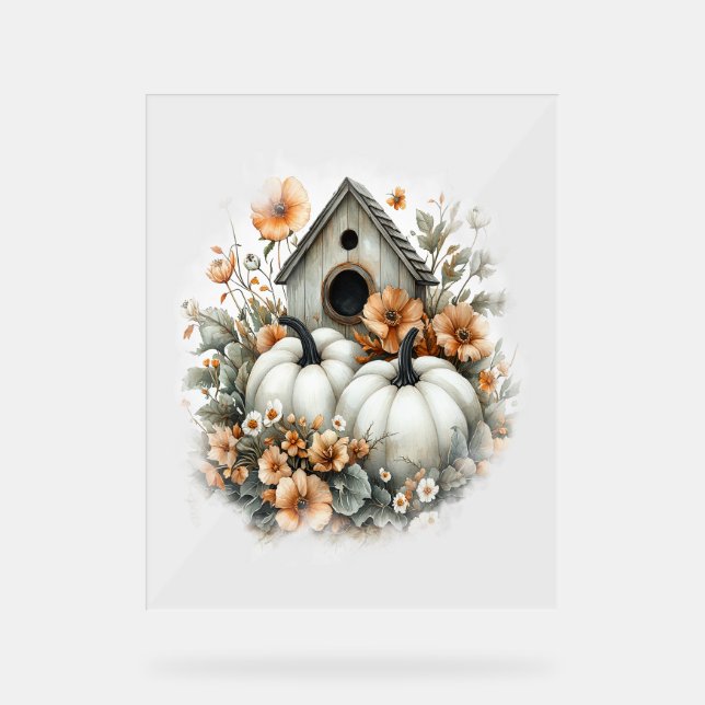 Birdhouse Shirt Country Pumpkin Acrylic Sign (Front)