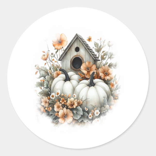 Birdhouse Shirt Country Pumpkin Classic Round Sticker (Front)