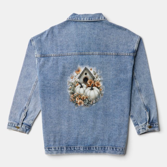 Birdhouse Shirt Country Pumpkin Denim Jacket (Back)