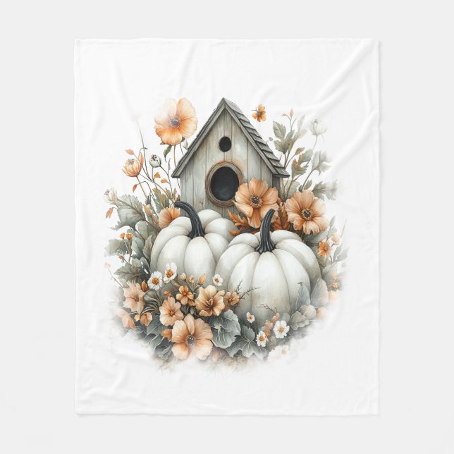 Birdhouse Shirt Country Pumpkin Fleece Blanket (Front)