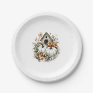 Birdhouse Shirt Country Pumpkin Paper Plate