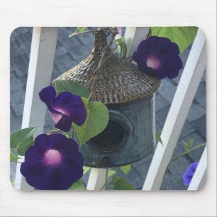 Birdhouse With Morning Glories Close-up Mouse Mat