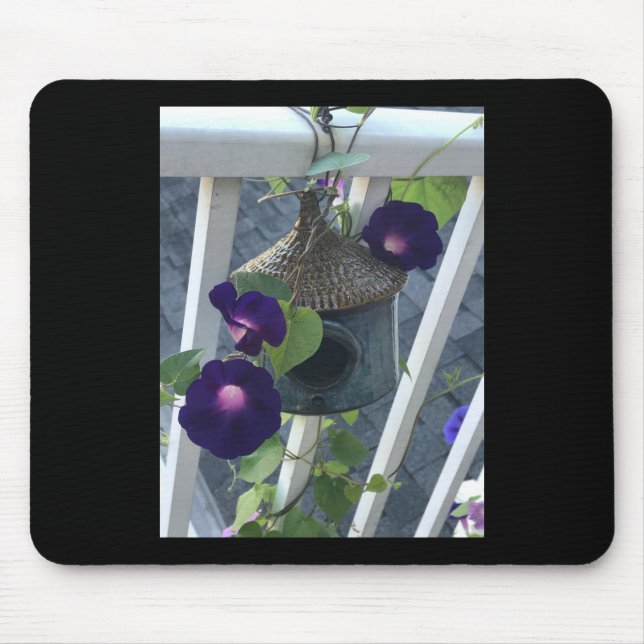 Birdhouse With Morning Glories Mouse Mat (Front)