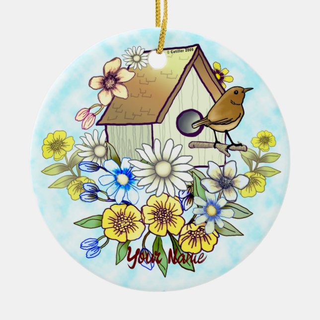 Birdhouse Wren  ornament (Front)
