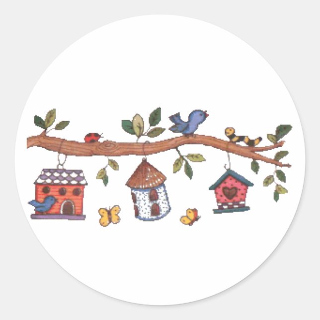 Birdhouses Classic Round Sticker (Front)