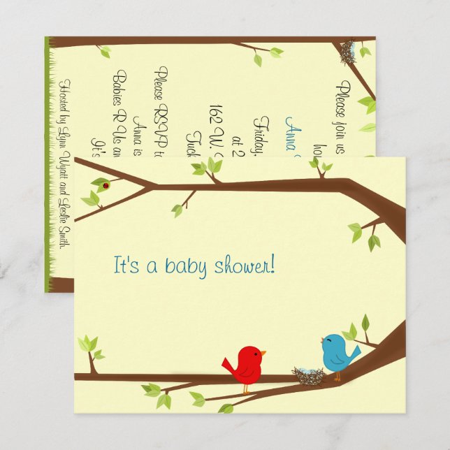 Birdie Baby Shower Invitation (Front/Back)