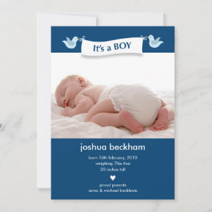 Birdie Banner Baby Photo Birth Announcement