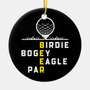 Birdie Bogey Eagle Par Beer Golfers Funny Golfing Ceramic Tree Decoration