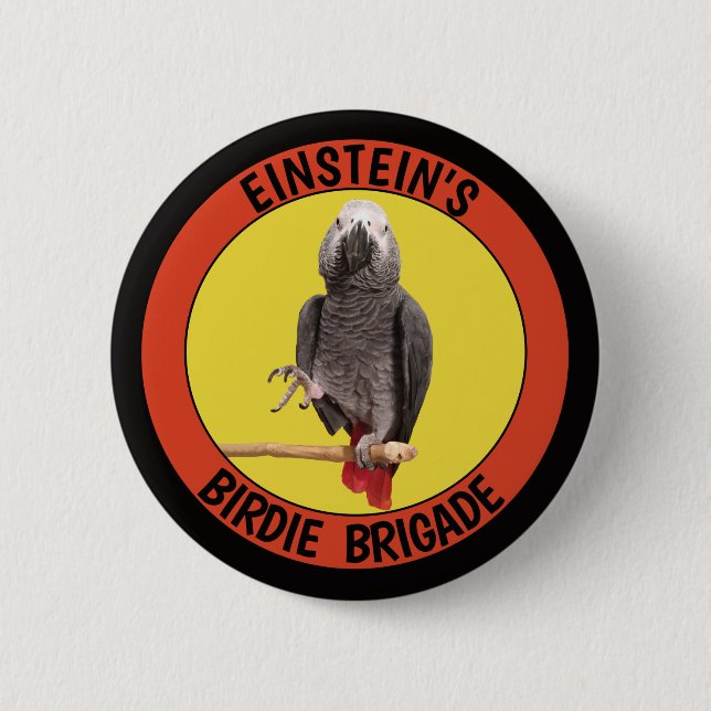Birdie Brigade Congo African Grey Parrot 6 Cm Round Badge (Front)