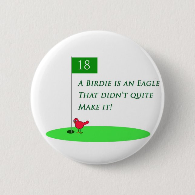 Birdie Eagle Golf Cartoon Button (Front)