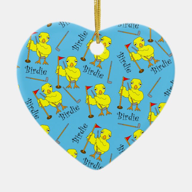 Birdie Golfer Chick Ceramic Tree Decoration (Front)