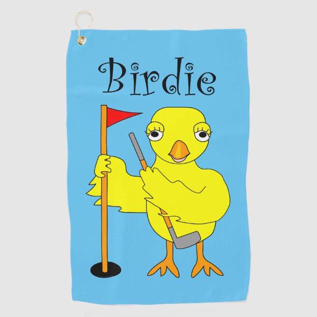Birdie Golfer Chick Golf Towel (Front)