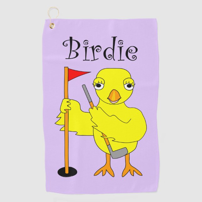 Birdie Golfer Chick Golf Towel (Front)