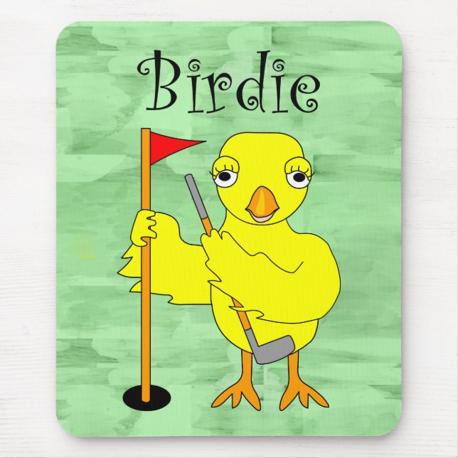 Birdie Golfer Chick Mouse Mat (Front)