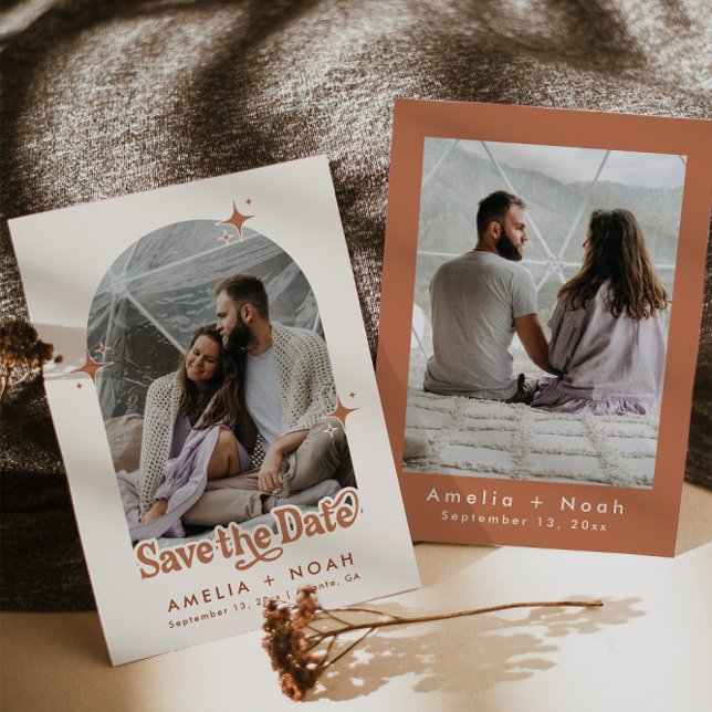 BIRDIE retro boho save the date terracotta Invitation (Creator Uploaded)