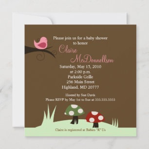 Birdie Woodland 5x5 Baby Shower Invitation