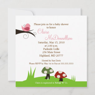 Birdie Woodland 5x5 Baby Shower Invitation