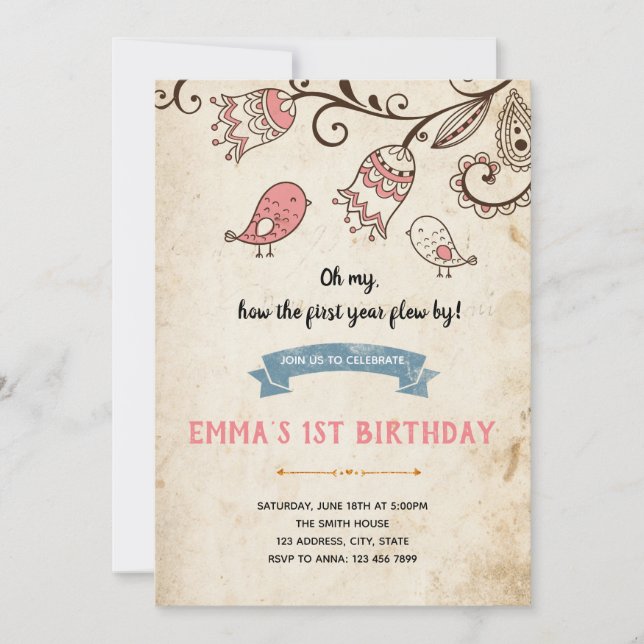Birdies Birthday Invitation (Front)