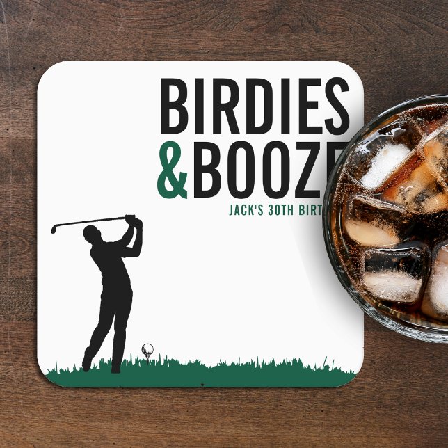 Birdies & Booze Adult Golf Birthday Party Square Paper Coaster (Birdies & Booze Adult Golf Birthday Party Square Paper Coaster
)