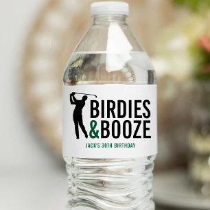 Birdies & Booze Adult Golf Club Member Birthday Water Bottle Label