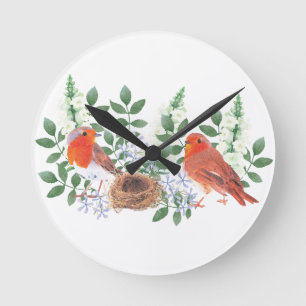Birdies in the nest round clock