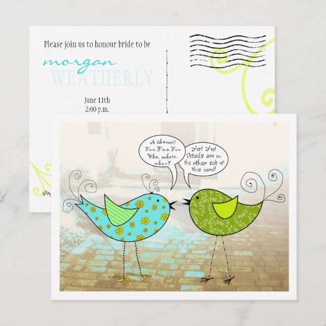 Birdies Shower Invitation Postcard (Front/Back)