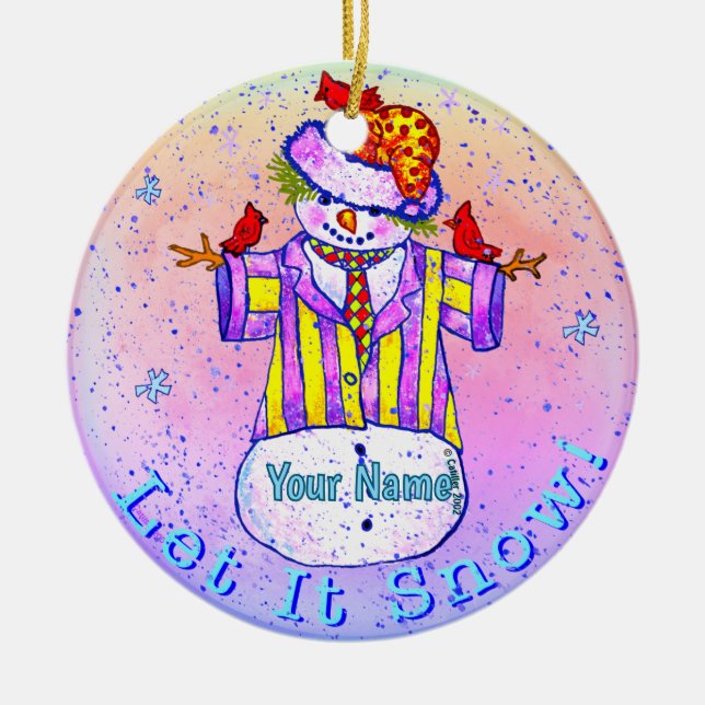 Birdies Snowman Ceramic Tree Decoration (Front)
